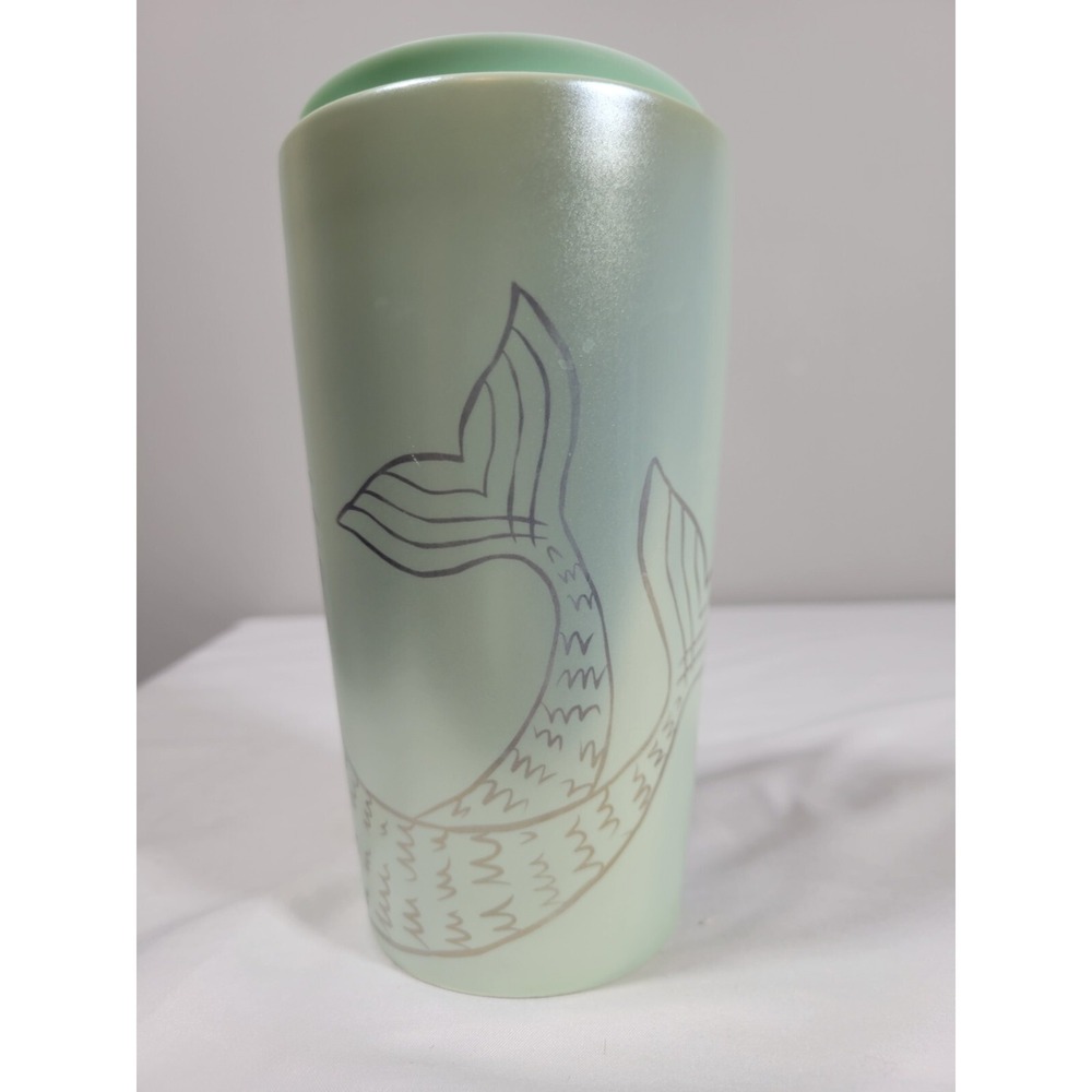 Starbucks   Iridescent Mermaid Siren Aqua Mint Green  Ceramic 12oz Tumbler 2020 - Picture 2 of 8